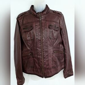 Burgundy Merlo Maroon L Moto Faux Fall Winter SONOMA Leather‎ Jacket